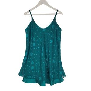 Inner Most Nightgown Women Medium Green Floral Burnout Lace Strap‎ Chemise VTG